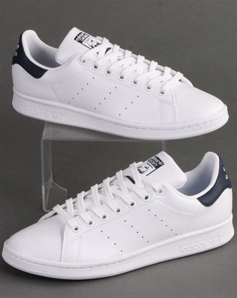 adidas originals white and navy stan smith cf trainers